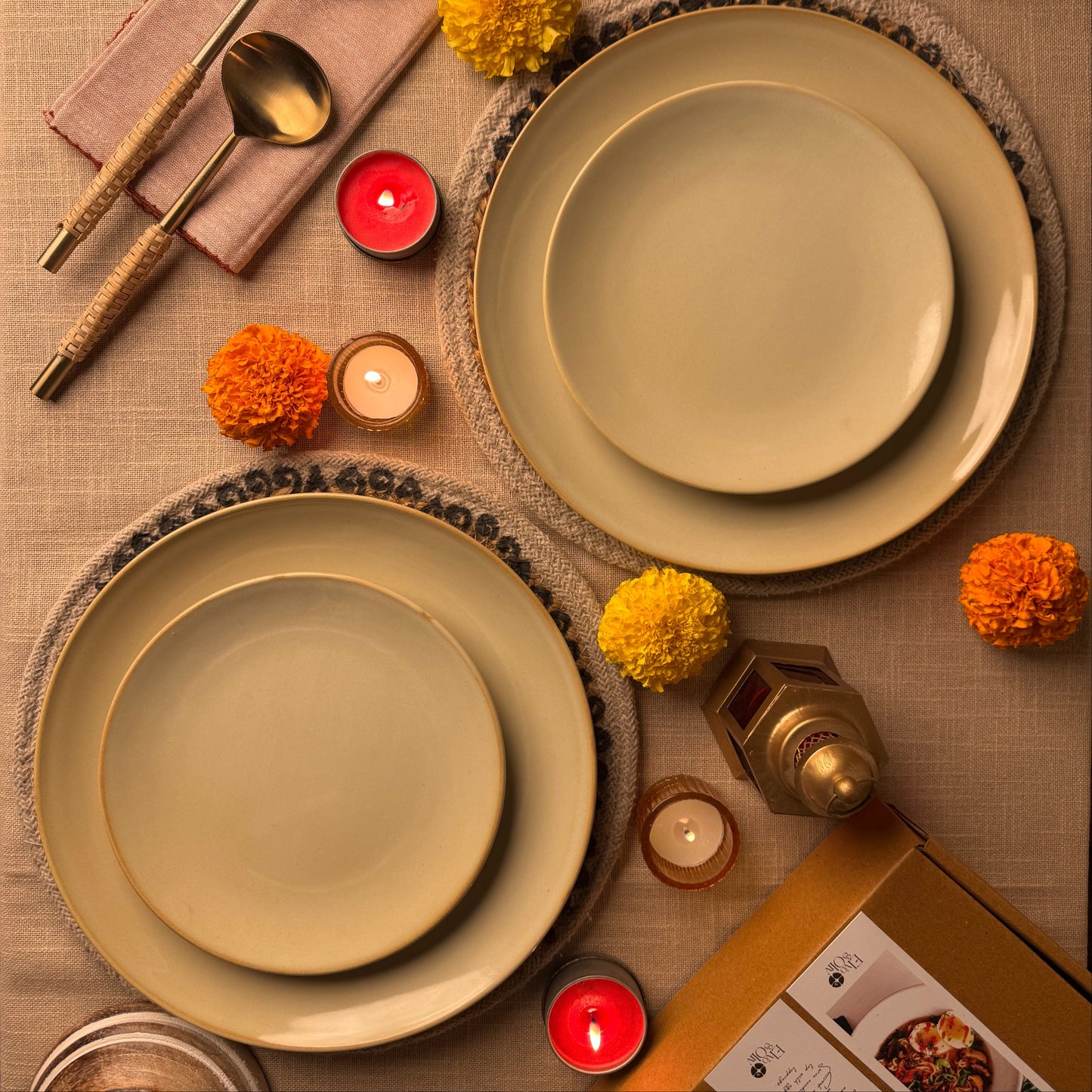 Muted Meadow Dinner Plate Light and Clay Diwali Collection
