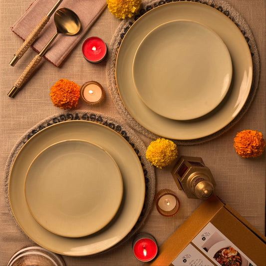 Muted Meadow Dinner Plate Light and Clay Diwali Collection