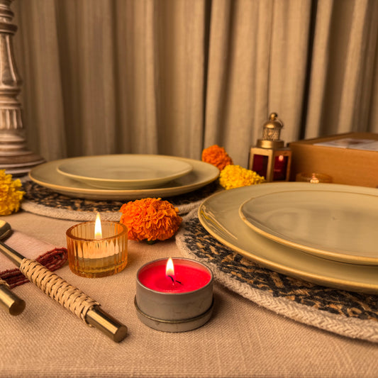 Muted Meadow Dinner Plate Light and Clay Diwali Collection