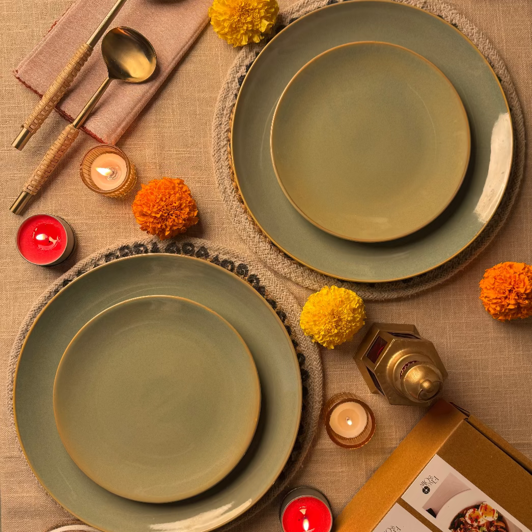Sage Dinner Set Light and Clay Diwali Collection