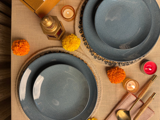 Midnight Blue Dinner Plate Light and Clay Diwali Collection
