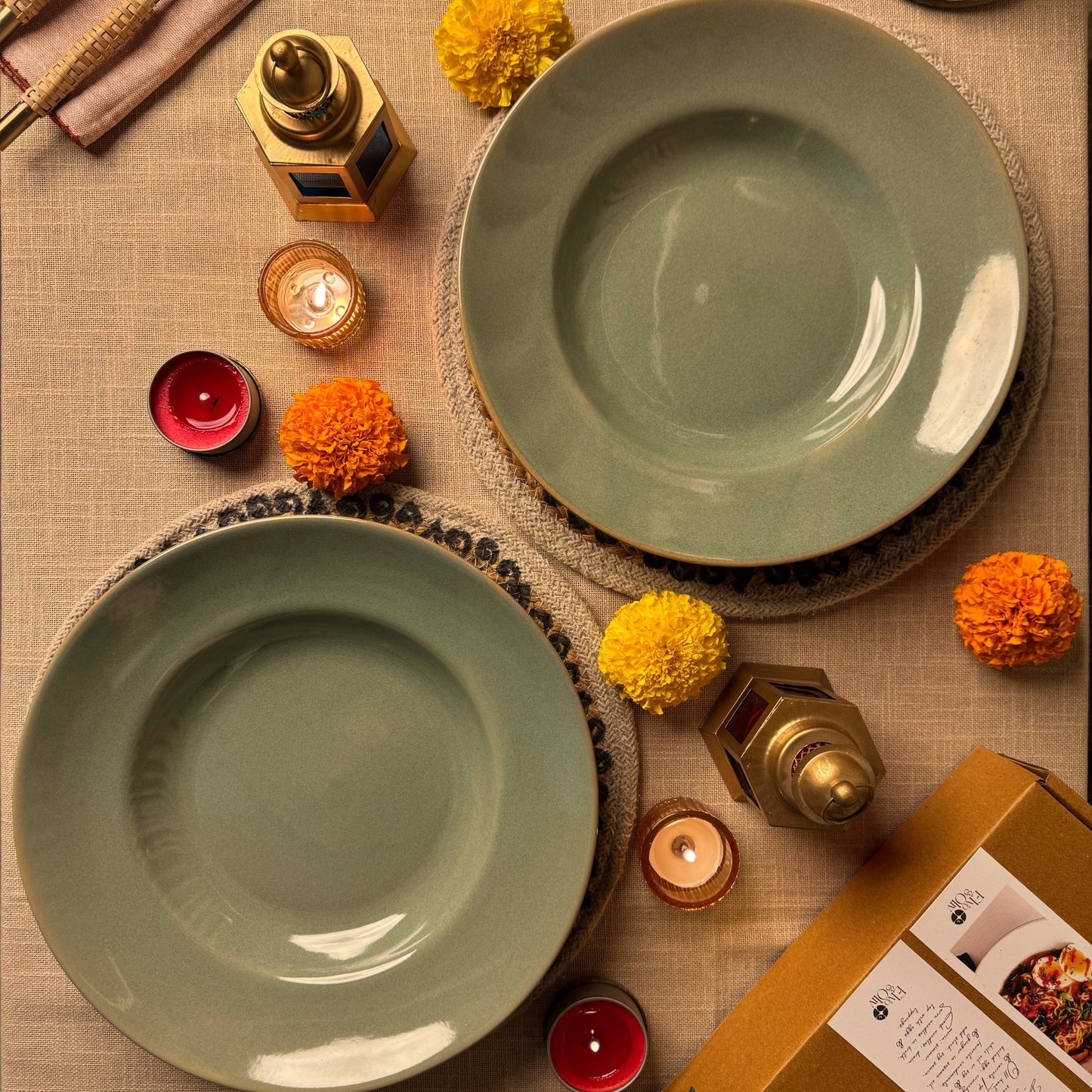 Sage Pasta Plate Light and Clay Diwali Collection