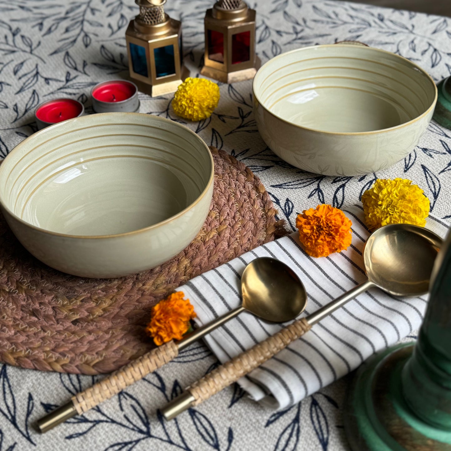 Muted Meadow Serving / Ramen Bowl Light and Clay Diwali Collection