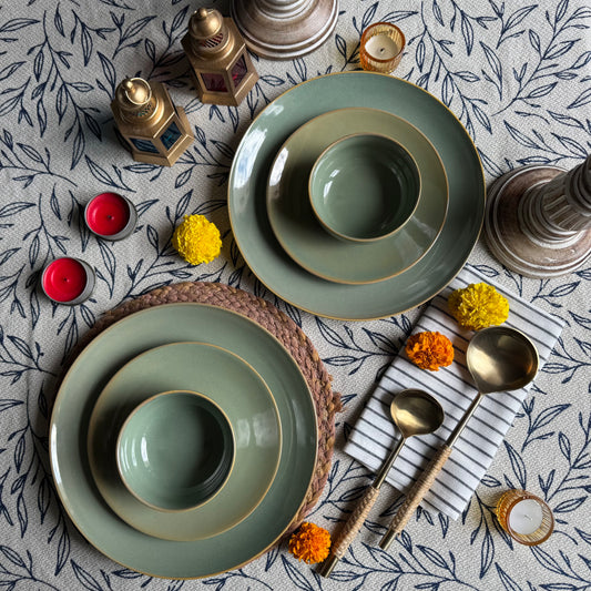 Sage Dinner Set Light and Clay Diwali Collection