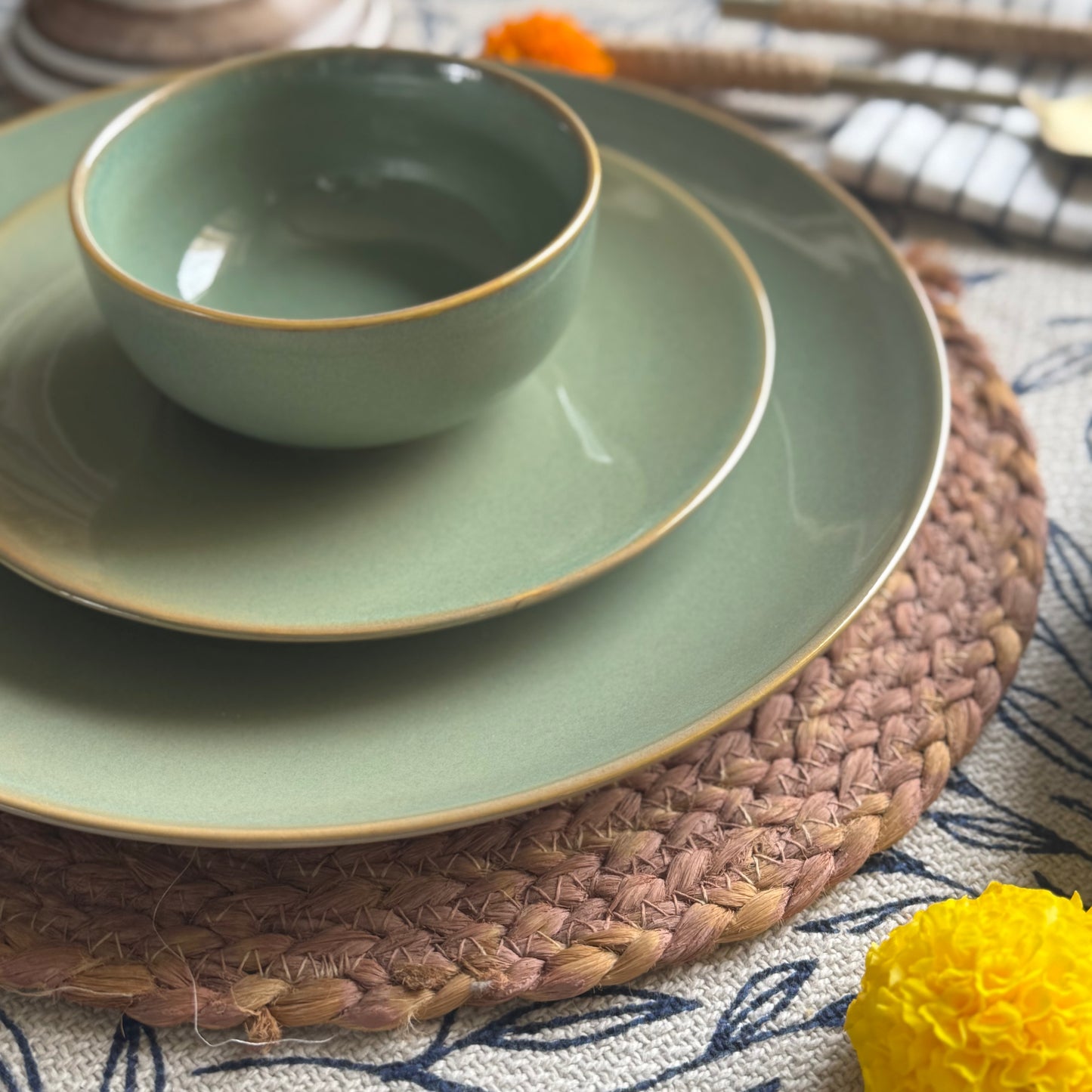 Sage Dinner Set Light and Clay Diwali Collection