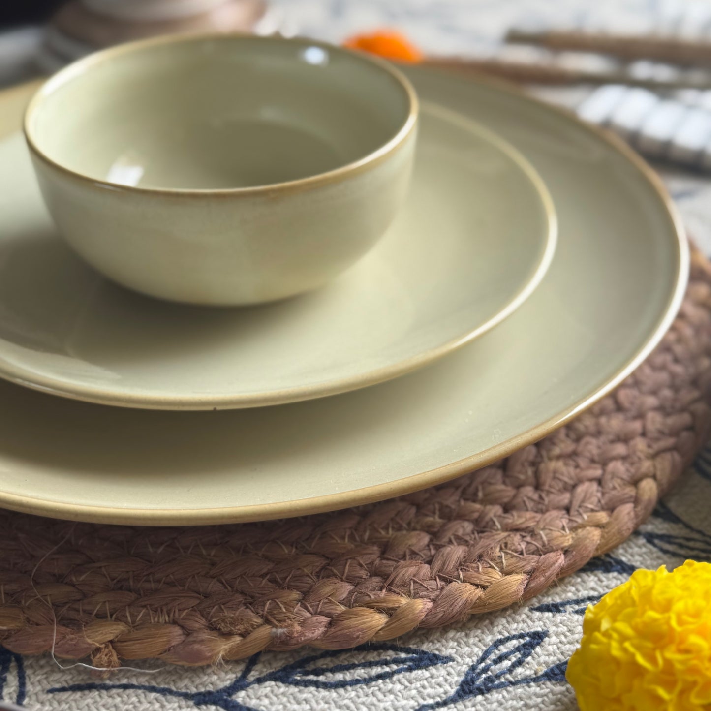 Muted Meadow Dinner Set Light and Clay Diwali Collection