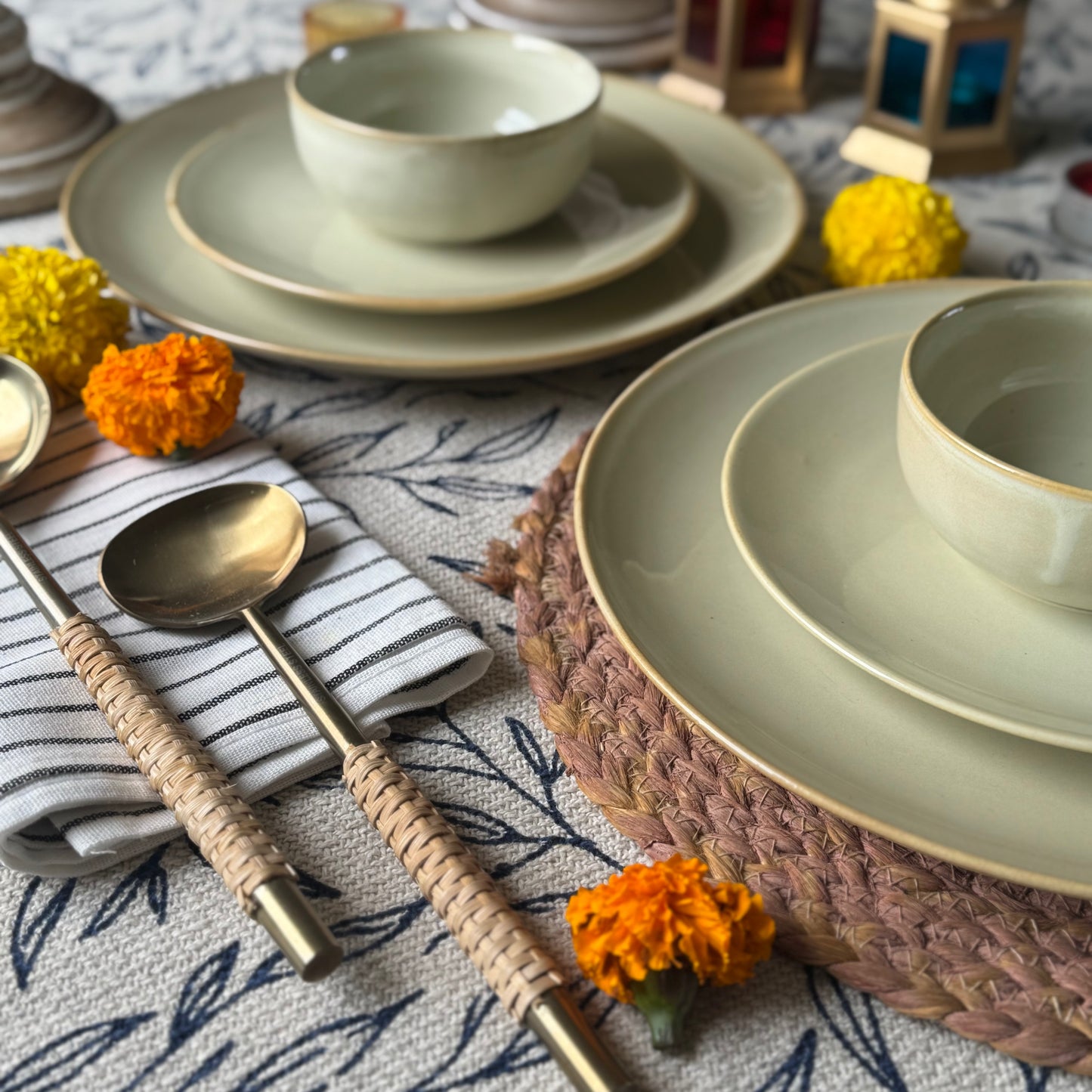 Muted Meadow Dinner Set Light and Clay Diwali Collection