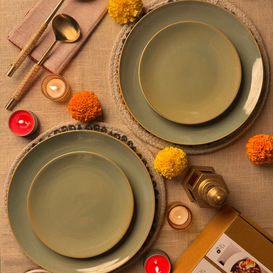 Sage Dinner Plate Light and Clay Diwali Collection